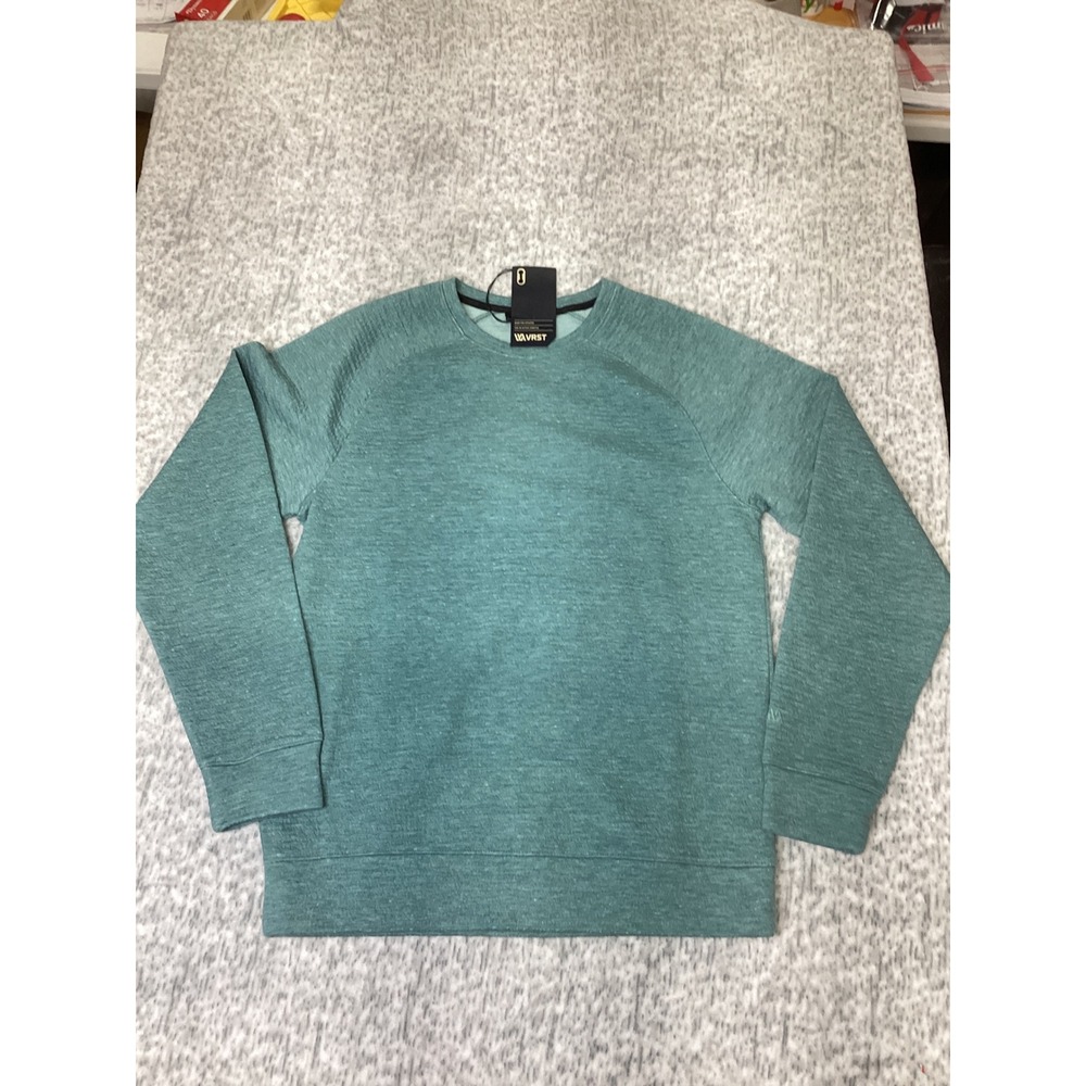 VRST Mens Recharge Lunar Crew Neck Sweatshirt Aqua Dust Heather Small UPF 50+